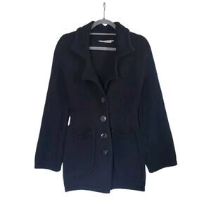 Goat Jane Atelier 100% Merino Black Chunky Knit Sweater Cardigan, Size Small